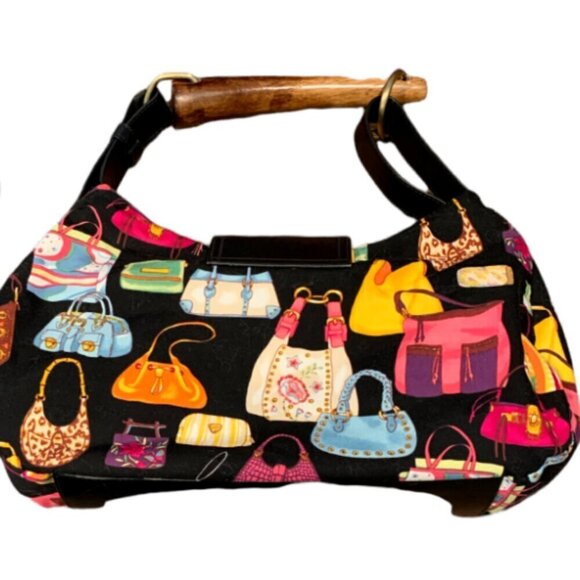 VTG Far Nine Handbag w/ Novelty Print of Ladies Purses Rhinestoned #58J - Picture 3 of 11